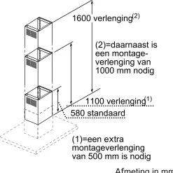 DHZ1246 Schachtverlenging 1100 mm Roestvrij staal