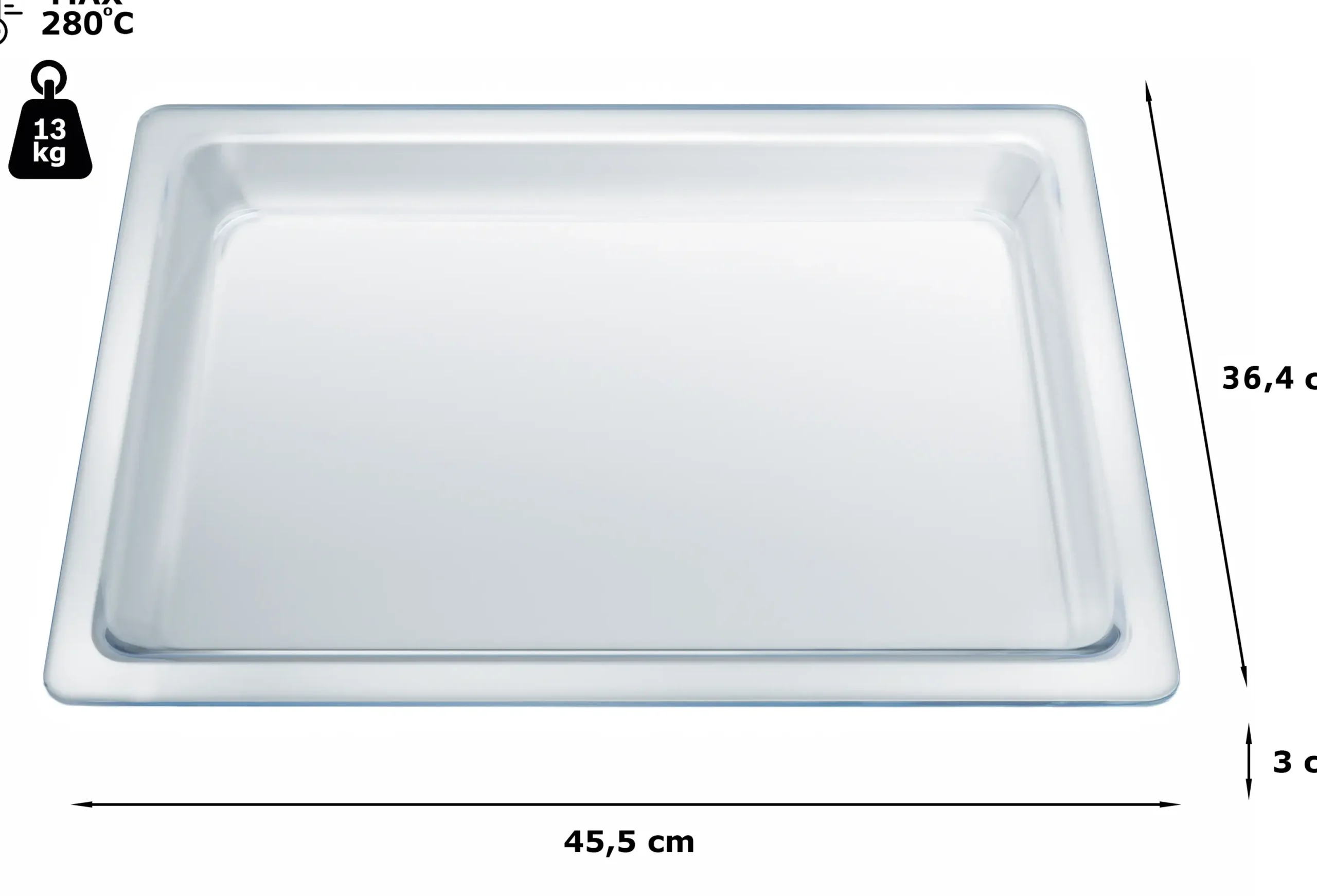 HEZ636000 Glazen schaal 30 x 455 x 364 mm vaatwasserbestendig,