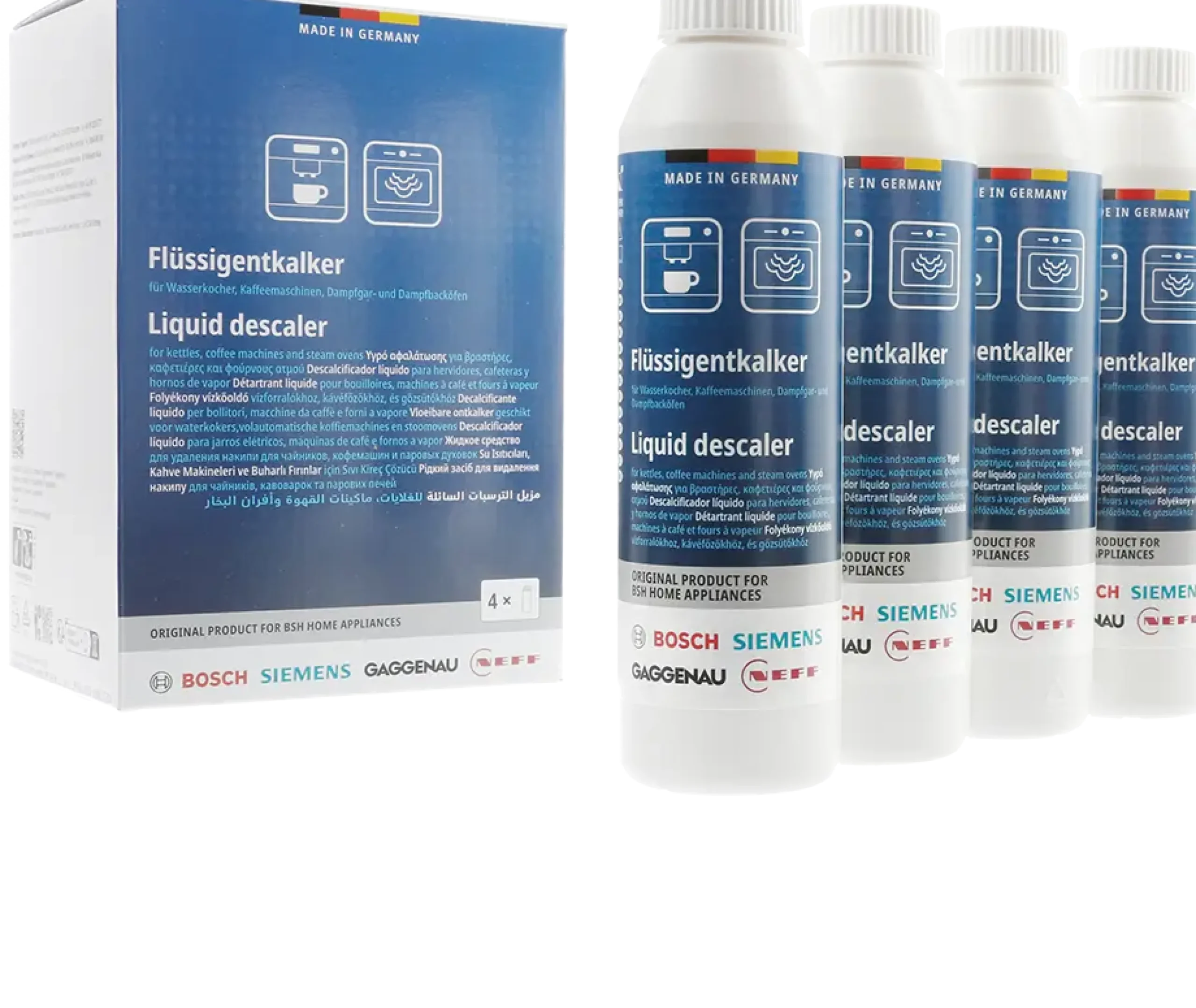 00312533 Ontkalker voor koffieautomaten, waterkokers en Stoomovens - 4x 250 ml