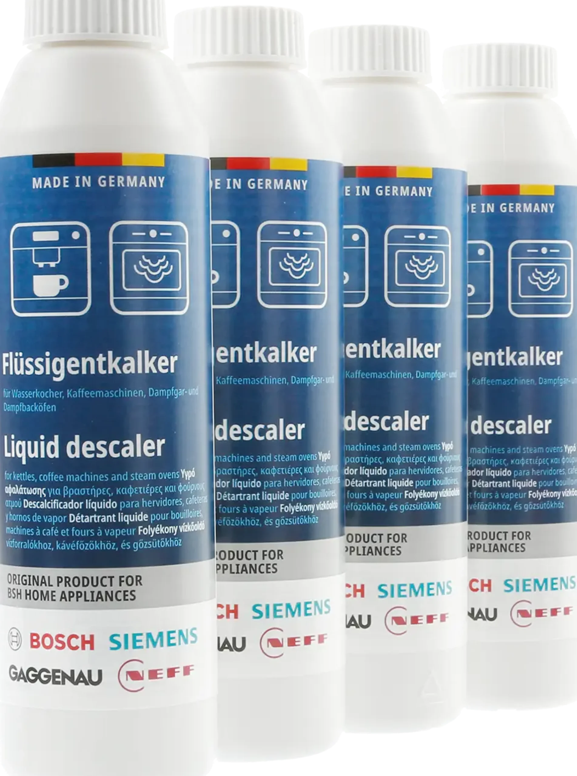 00312533 Ontkalker voor koffieautomaten, waterkokers en Stoomovens - 4x 250 ml