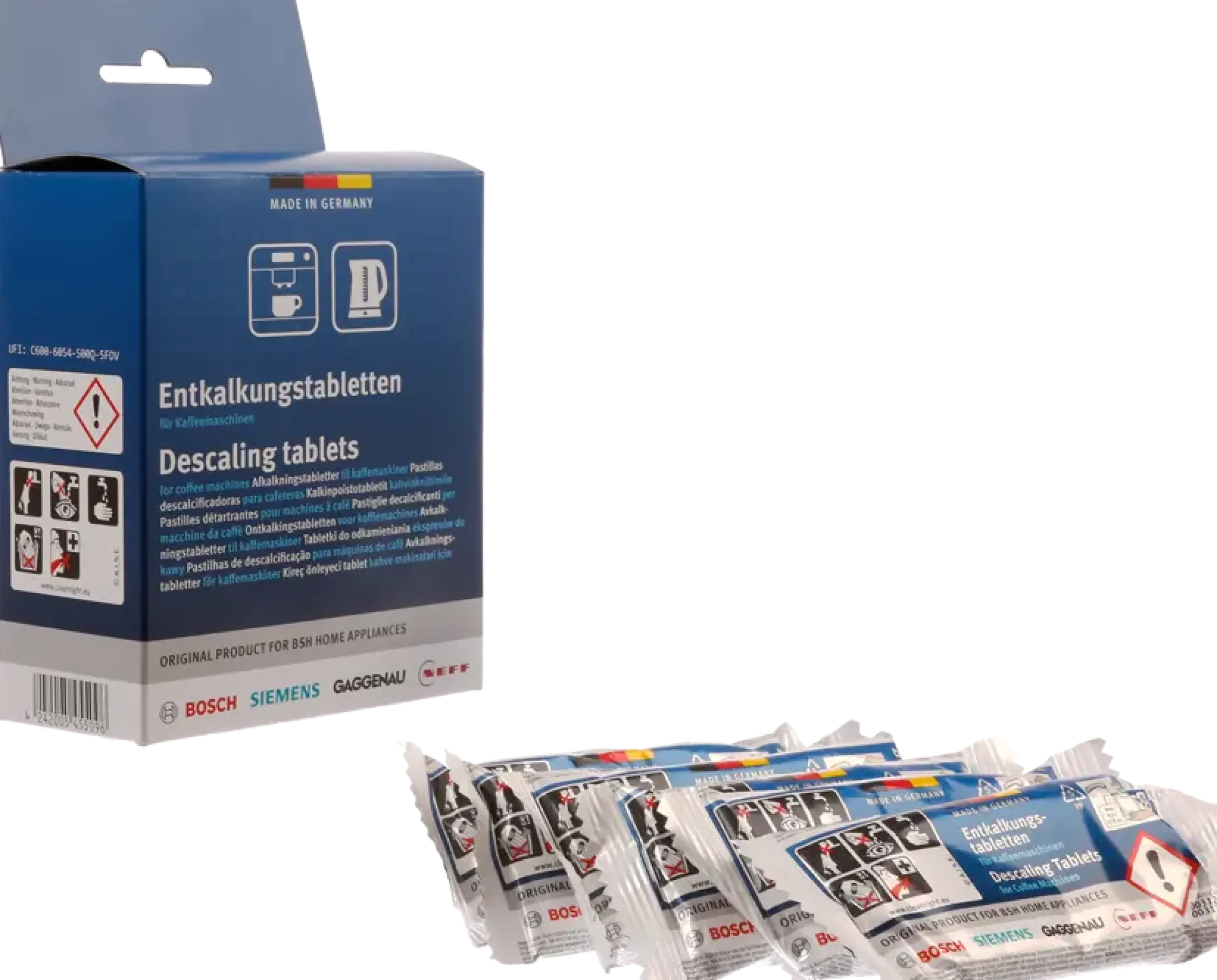 00312575 Ontkalkingstabletten 12x18g geschikt voor koffiemachines, waterkokers en heetwaterdispensers.