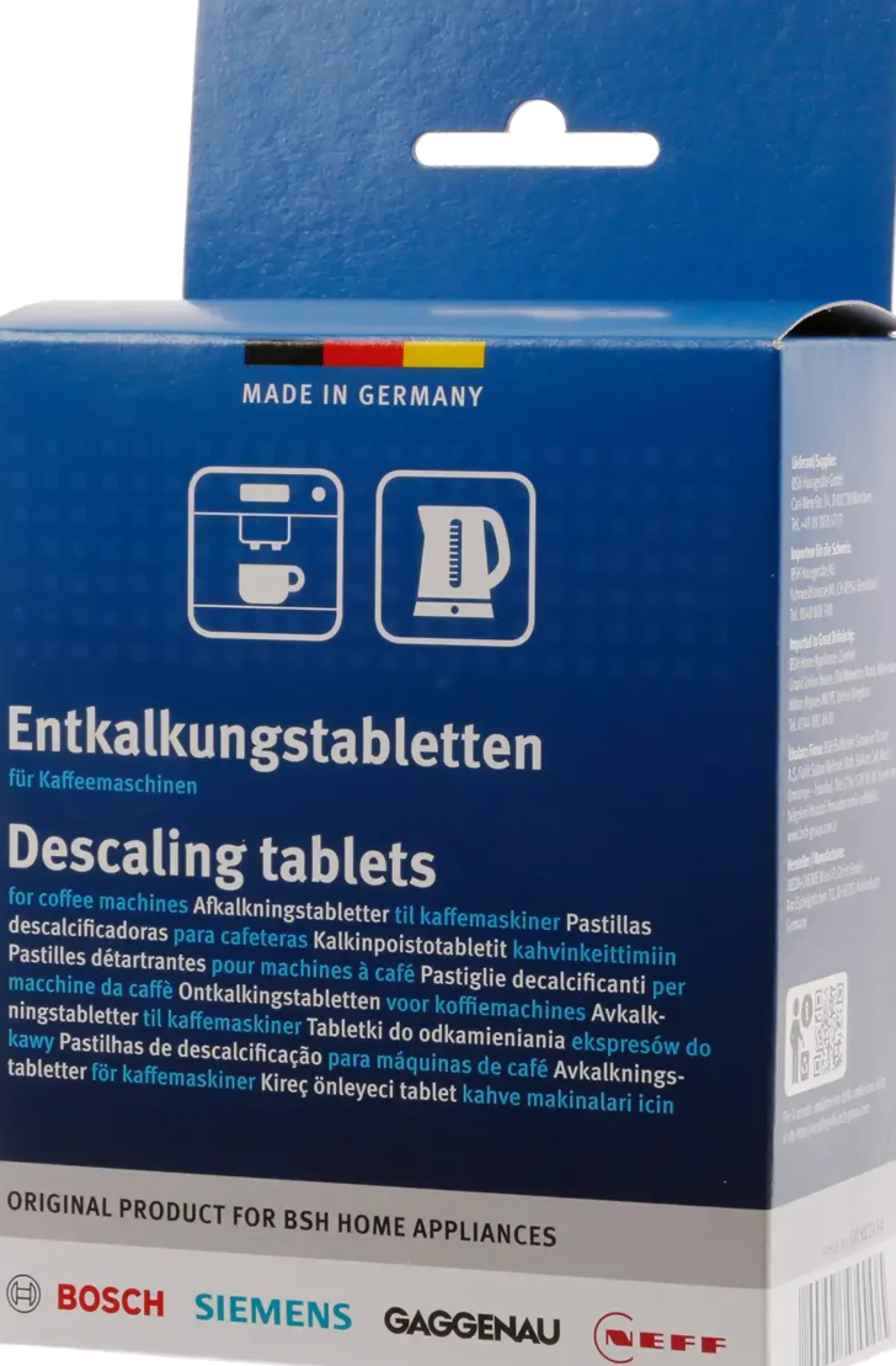 00312575 Ontkalkingstabletten 12x18g geschikt voor koffiemachines, waterkokers en heetwaterdispensers.