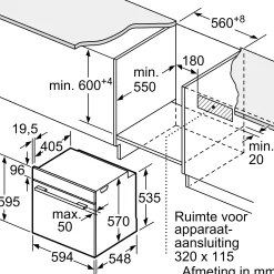 Serie 4 Bakoven 60 x 60 cm RVS