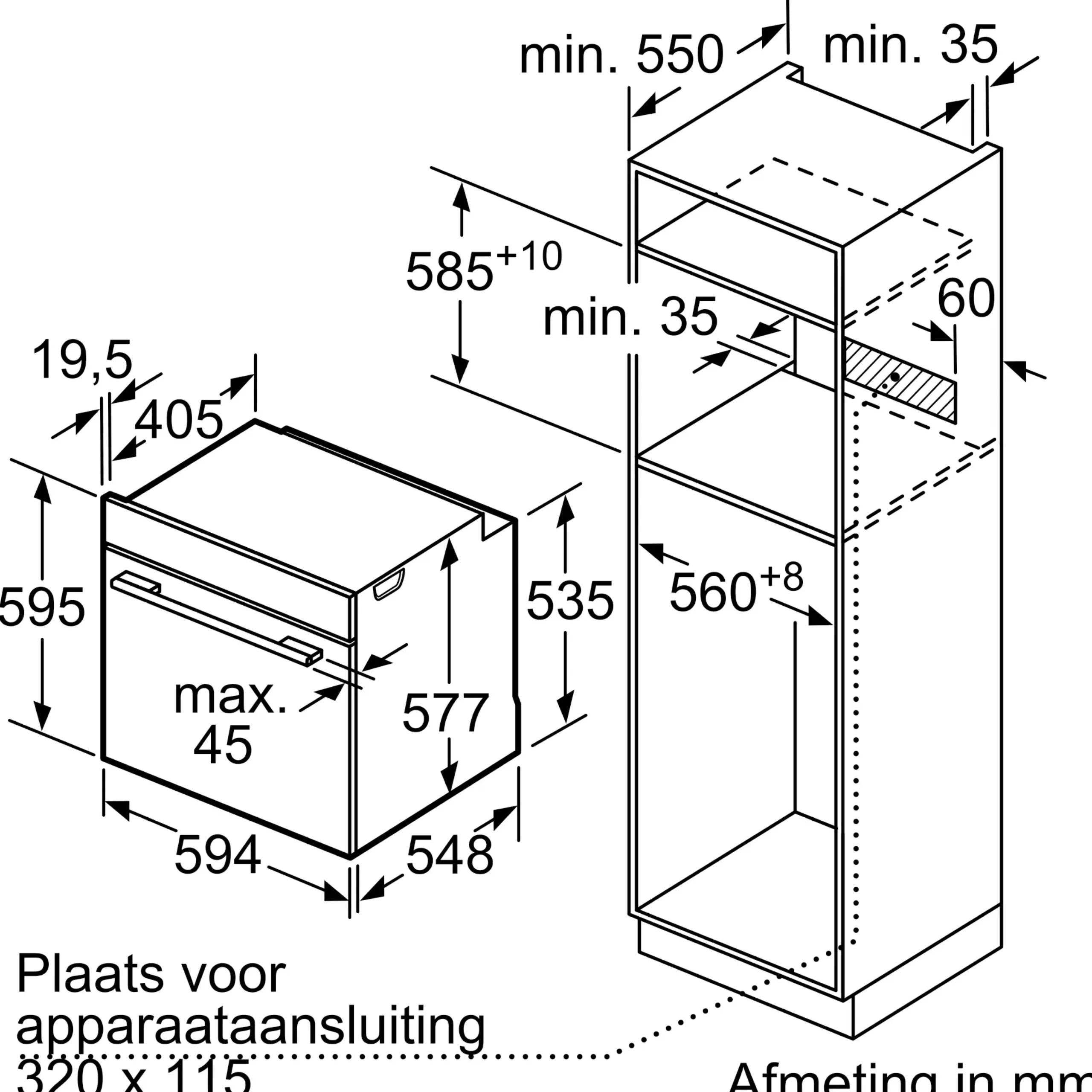 Serie 8 Bakoven 60 x 60 cm Zwart