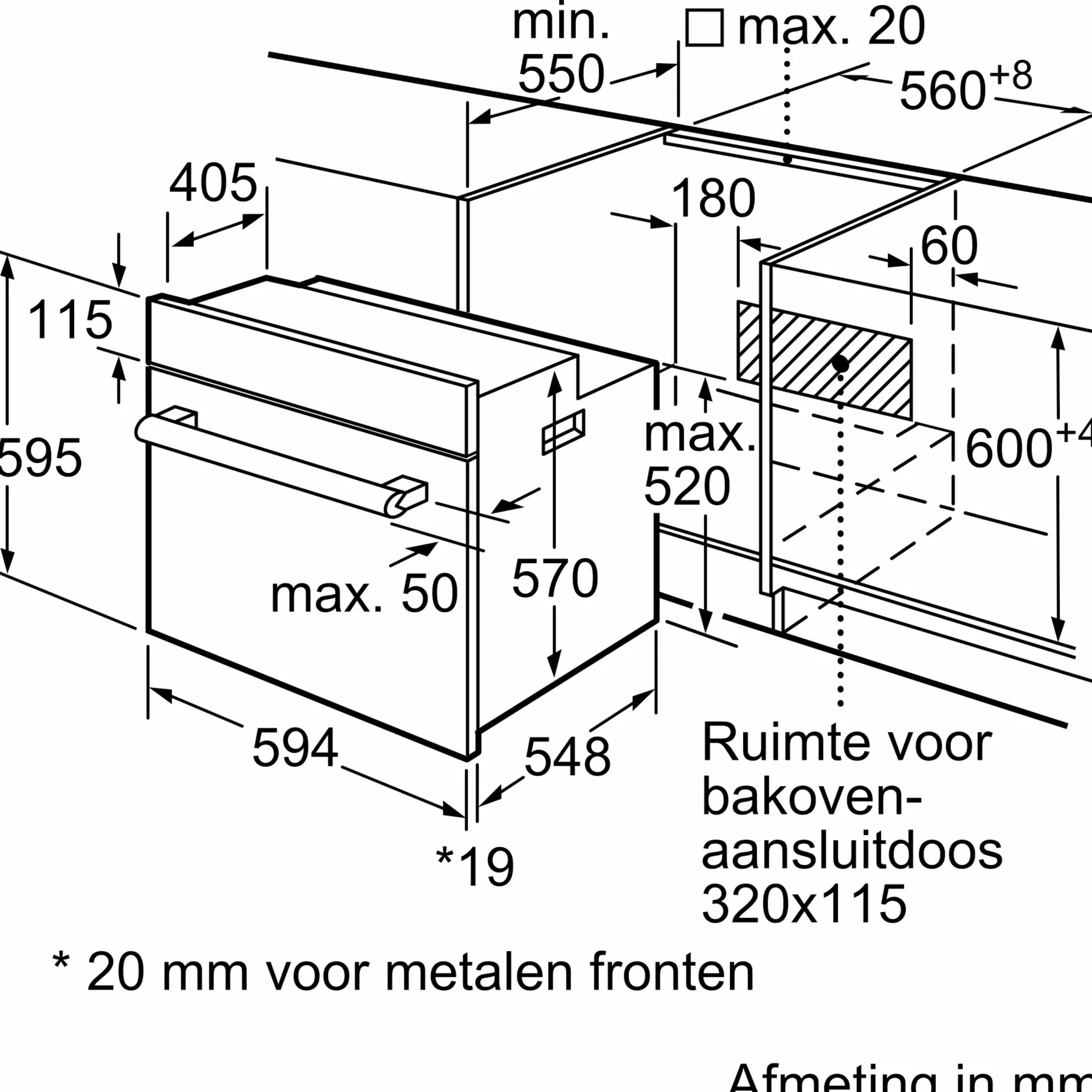 Serie 2 Bakoven 60 x 60 cm Zwart