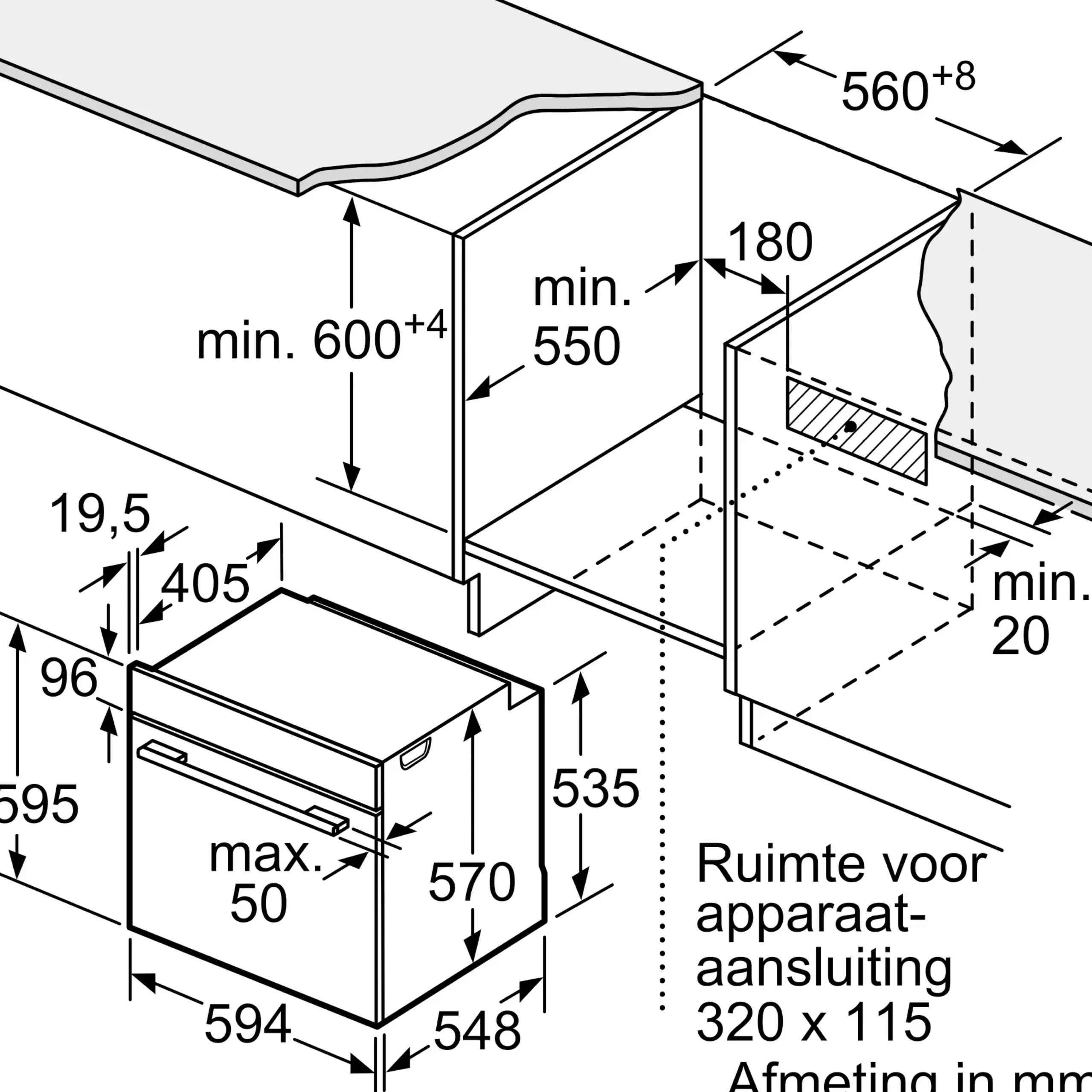 Serie 4 Bakoven 60 x 60 cm Zwart