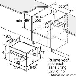 Serie 8 Compacte bakoven met volwaardige stoom 60 x 45 cm Mat zwart