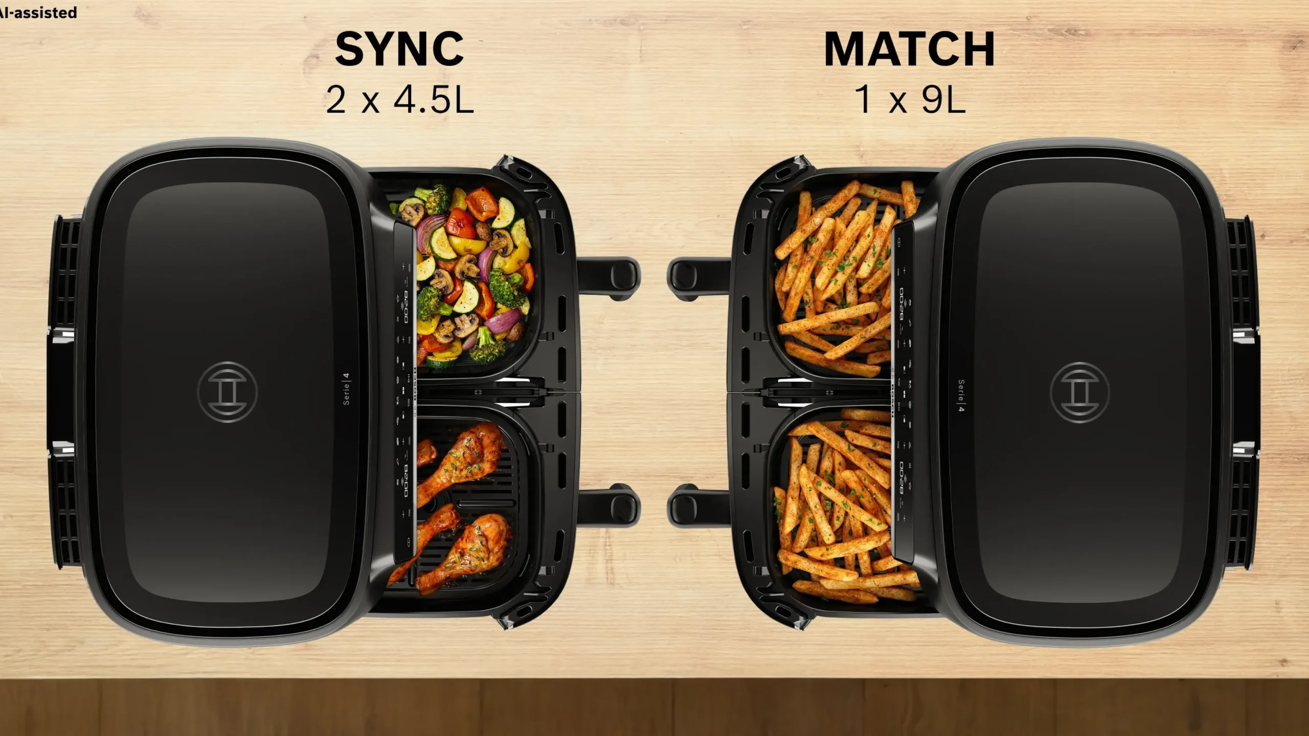 Serie 4 Double Drawer Air Fryer Zwart