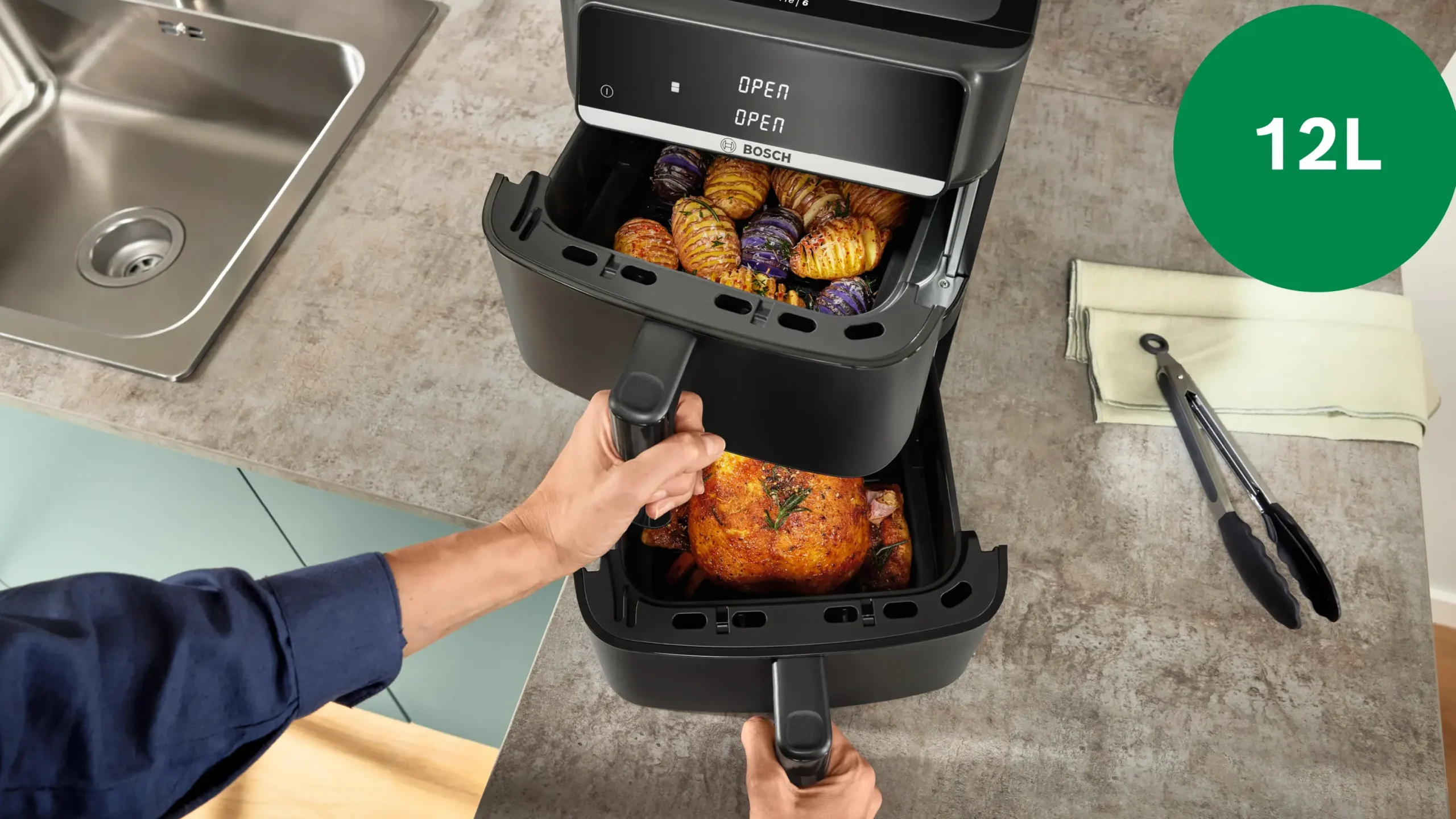 Serie 6 Double Stack Drawer Air Fryer Zwart