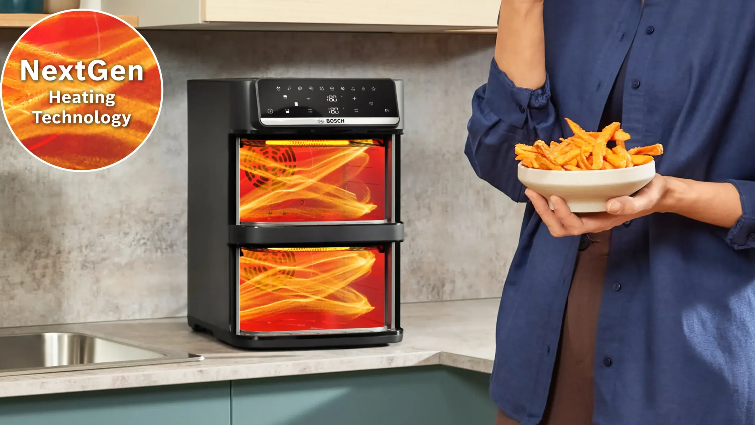 Serie 6 Double Stack Drawer Air Fryer Zwart
