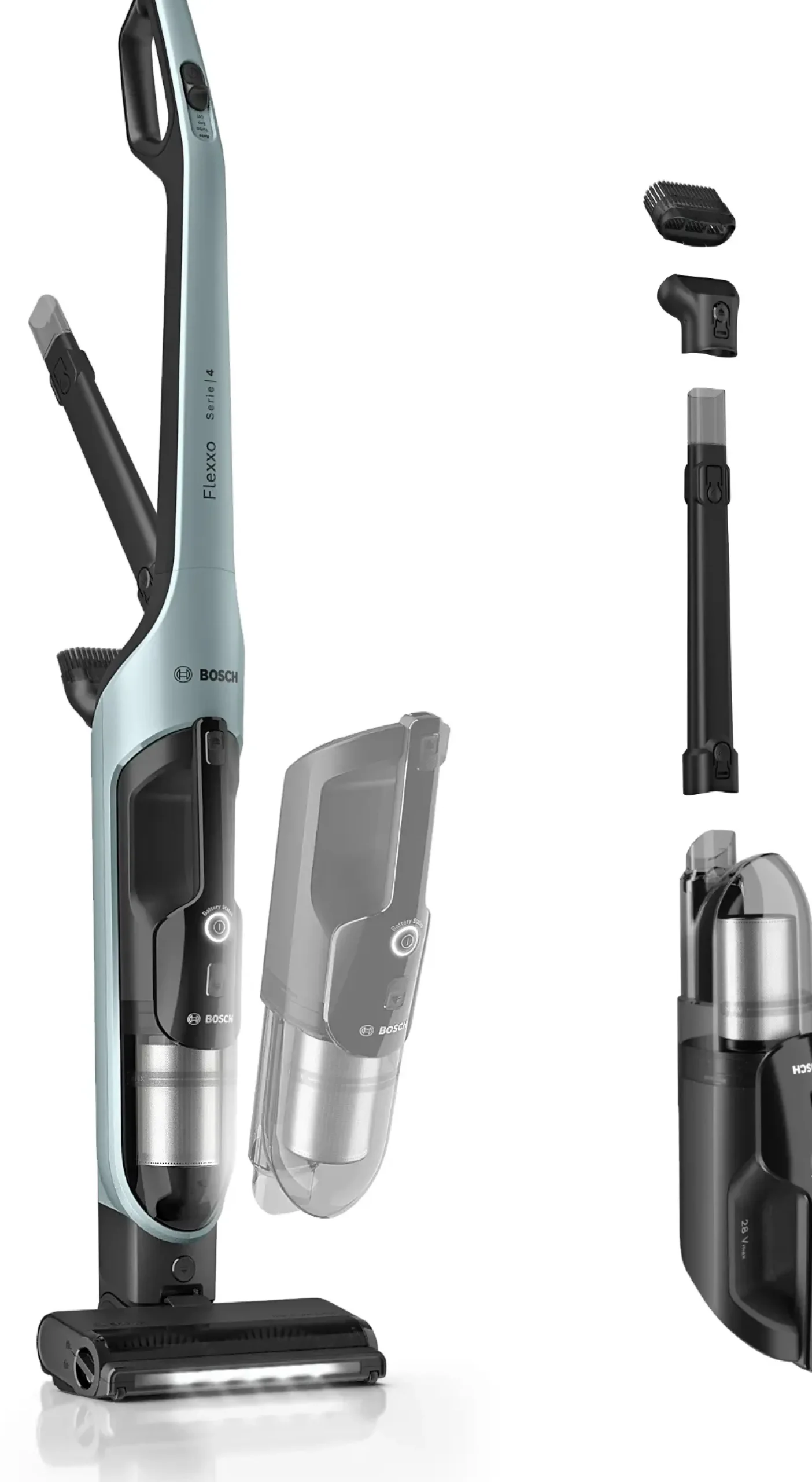 Serie 4 Draadloze steelstofzuiger Flexxo 28 Vmax Blauw