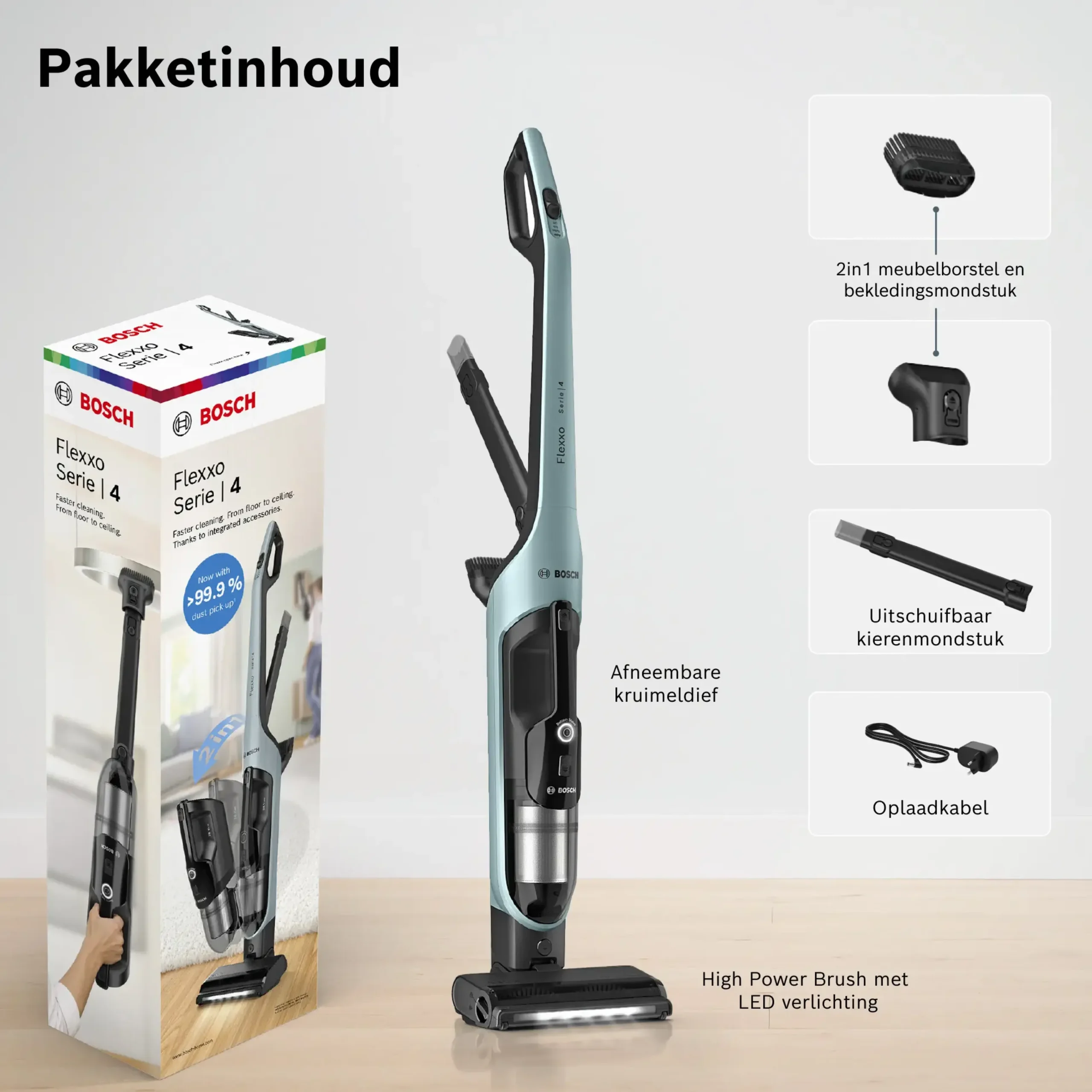 Serie 4 Draadloze steelstofzuiger Flexxo 28 Vmax Blauw