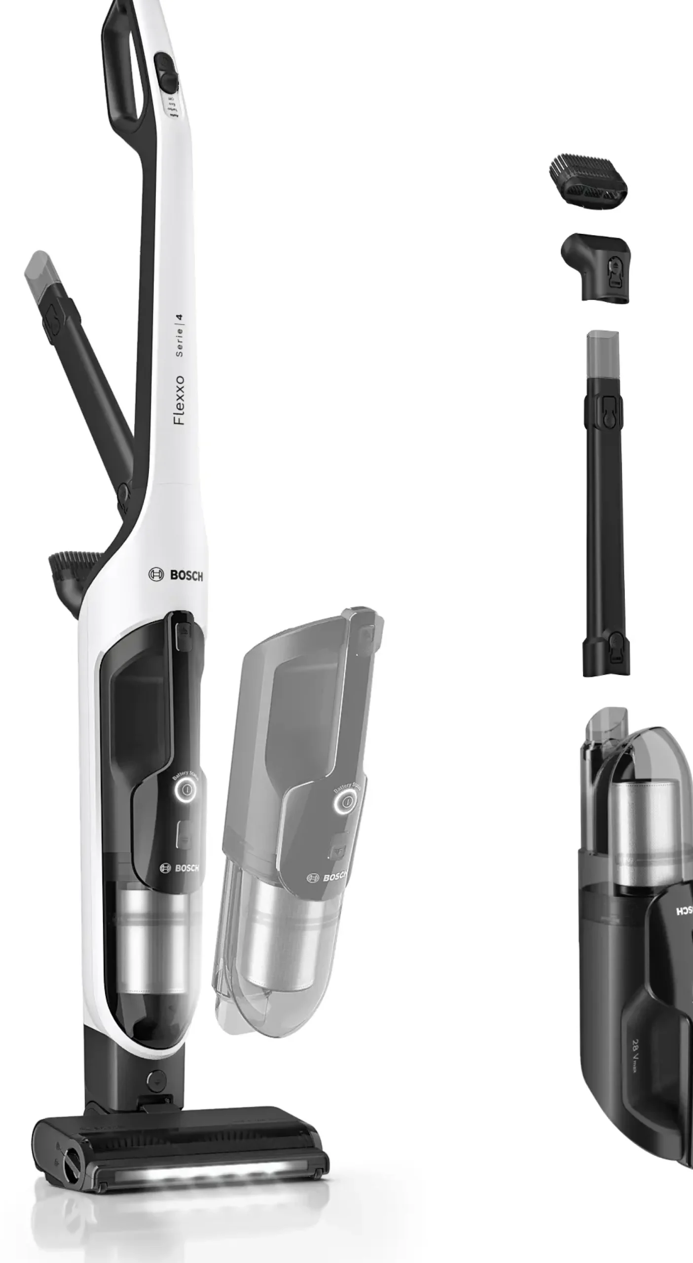 Serie 4 Draadloze steelstofzuiger Flexxo 28 Vmax Wit