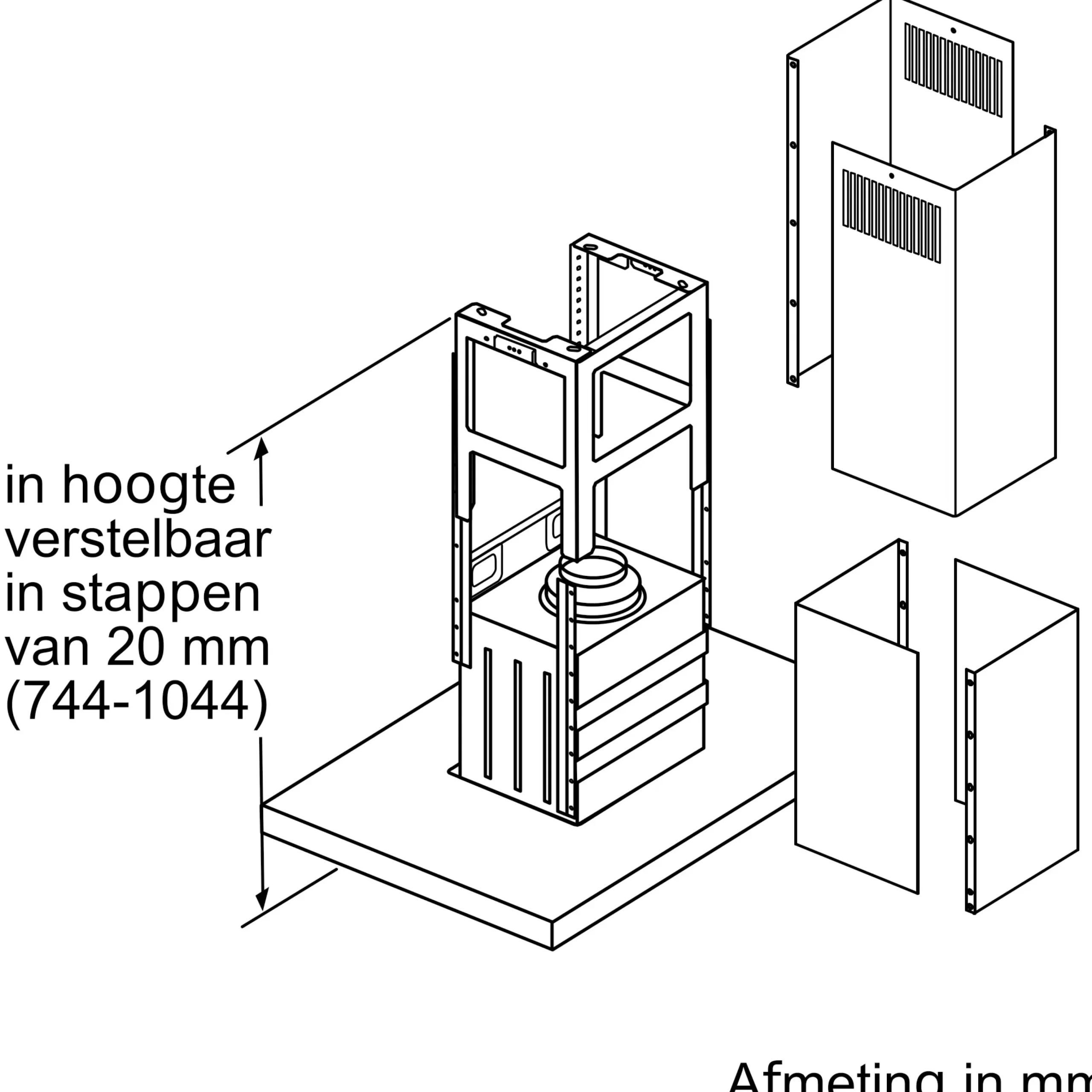 Serie 4 Eilandschouwkap 90 cm Roestvrij staal