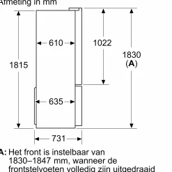 Serie 6 French Door koel-vriescombinatie, 4 deuren 183 x 90.5 cm Roestvrij staal