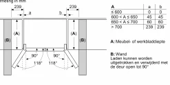 Serie 4 French Door koel-vriescombinatie, 4 deuren 183 x 90.5 cm Roestvrij staal