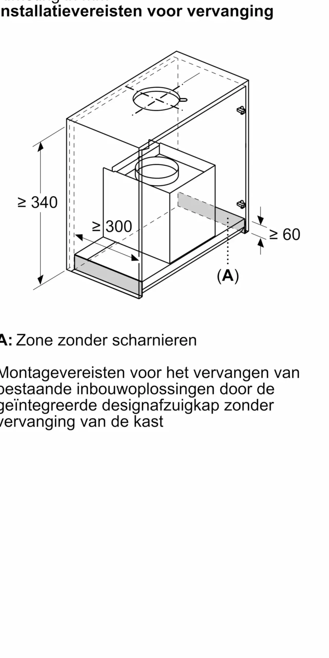 Serie 2 Geïntegreerde blokdesign schouwkap 60 cm Matzwart