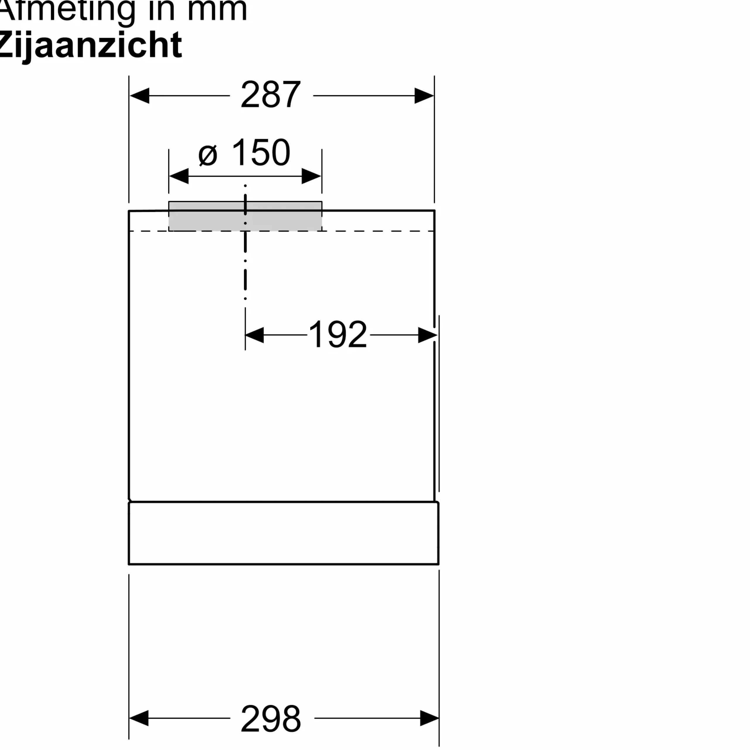 Serie 2 Geïntegreerde blokdesign schouwkap 60 cm Matzwart