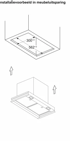 Serie 2 Geïntegreerde blokdesign schouwkap 60 cm Matzwart