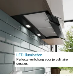 Serie 8 Geïntegreerde blokdesign schouwkap 90 cm zwart glas, Matzwart