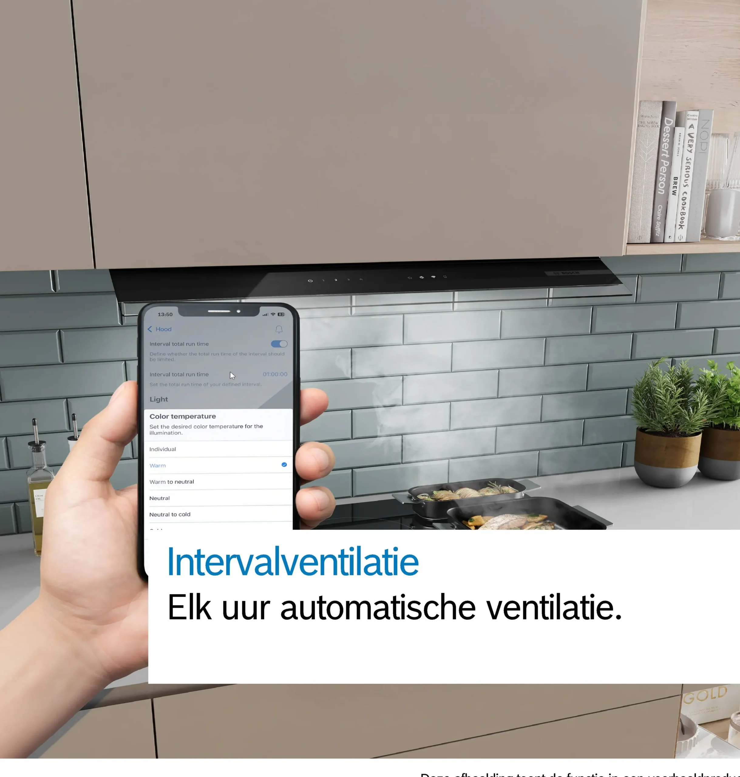 Serie 8 Geïntegreerde blokdesign schouwkap 90 cm zwart glas, Matzwart