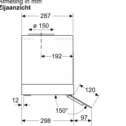 Serie 8 Geïntegreerde blokdesign schouwkap 90 cm zwart glas, Matzwart
