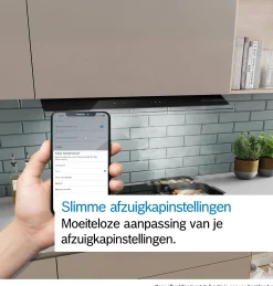 Serie 6 Geïntegreerde blokdesign schouwkap 90 cm zwart glas, Matzwart