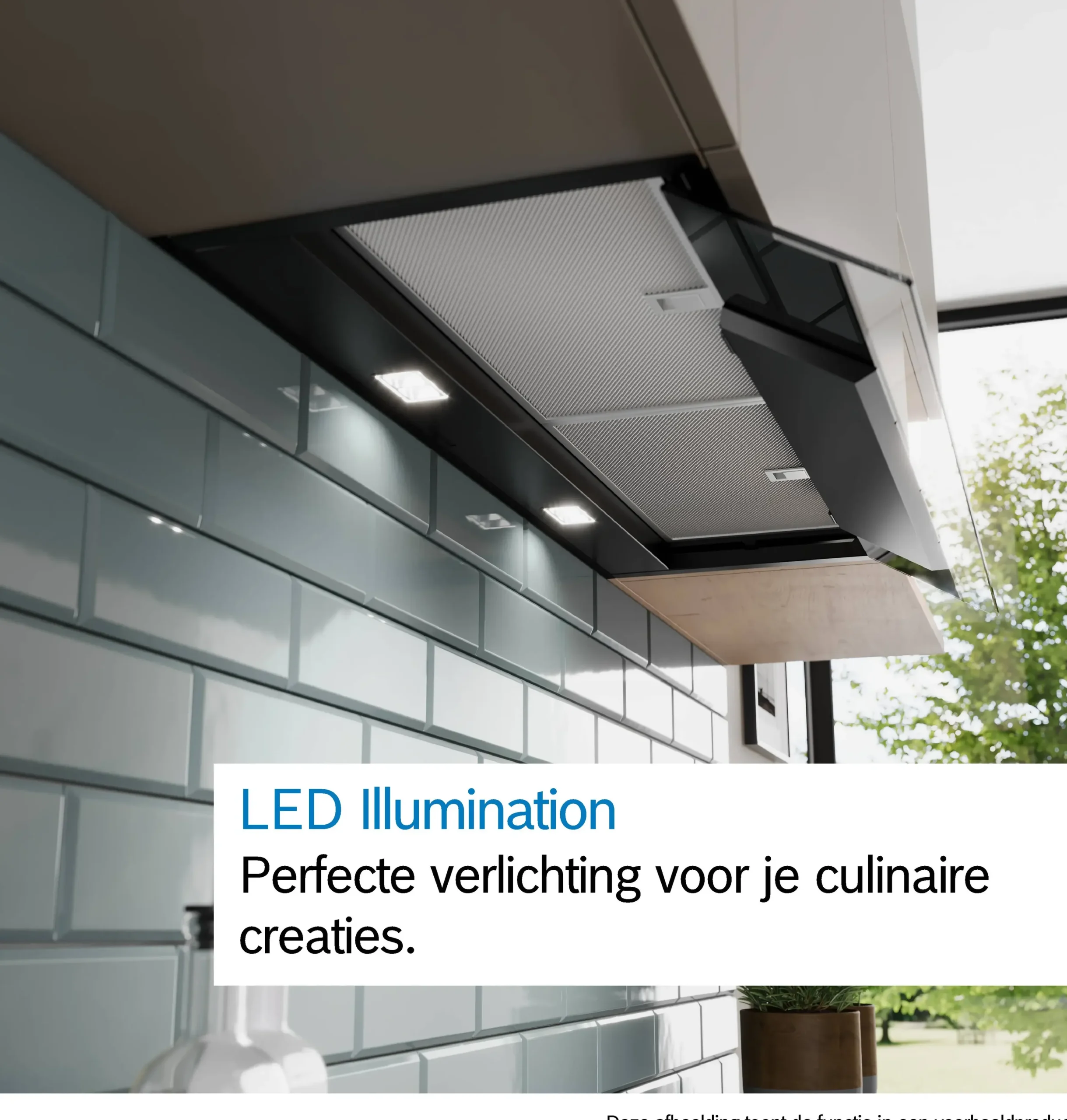 Serie 6 Geïntegreerde blokdesign schouwkap 90 cm zwart glas, Matzwart