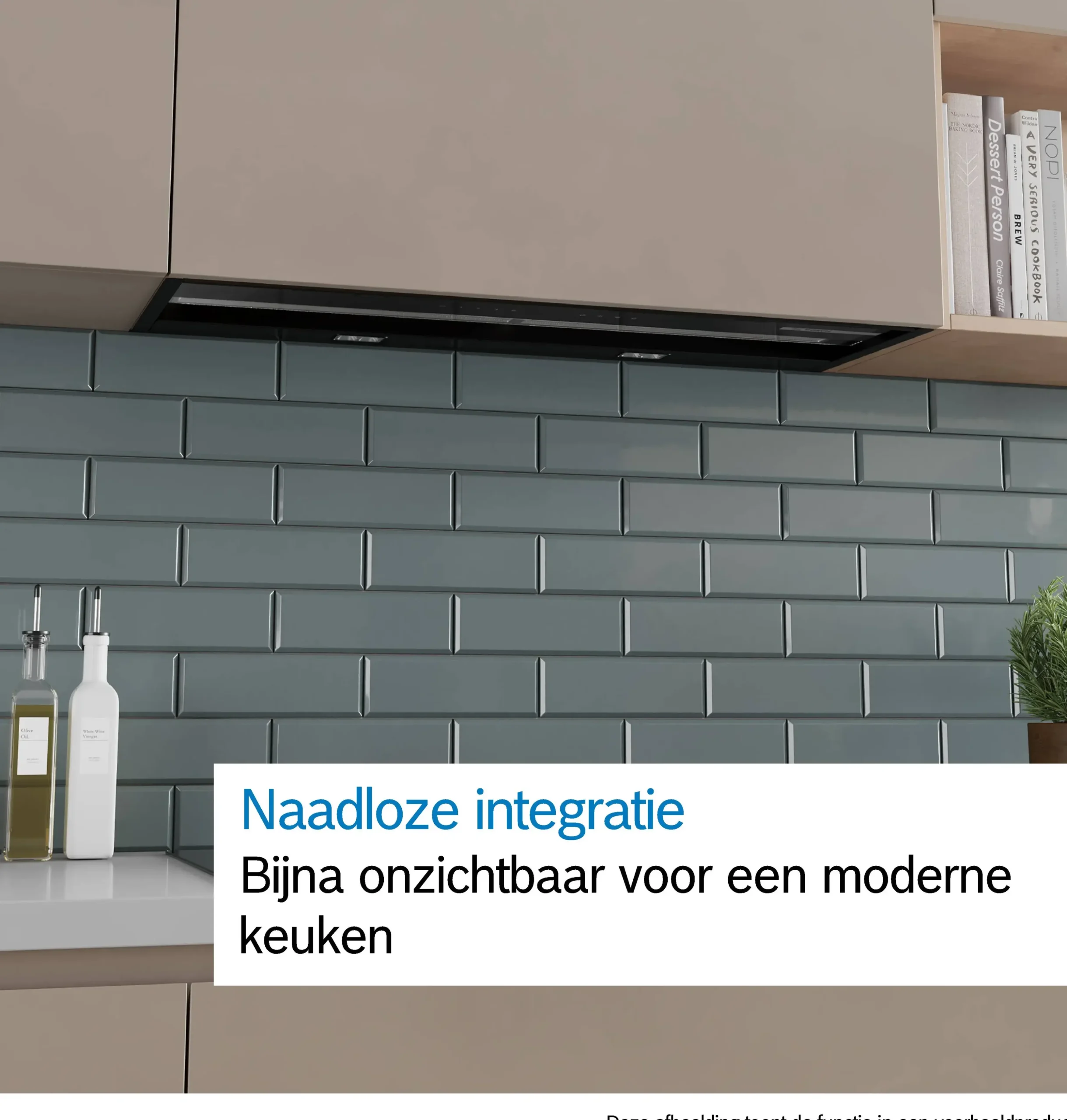 Serie 6 Geïntegreerde blokdesign schouwkap 90 cm zwart glas, Matzwart