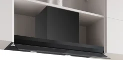 Serie 6 Geïntegreerde blokdesign schouwkap 90 cm zwart glas, Matzwart
