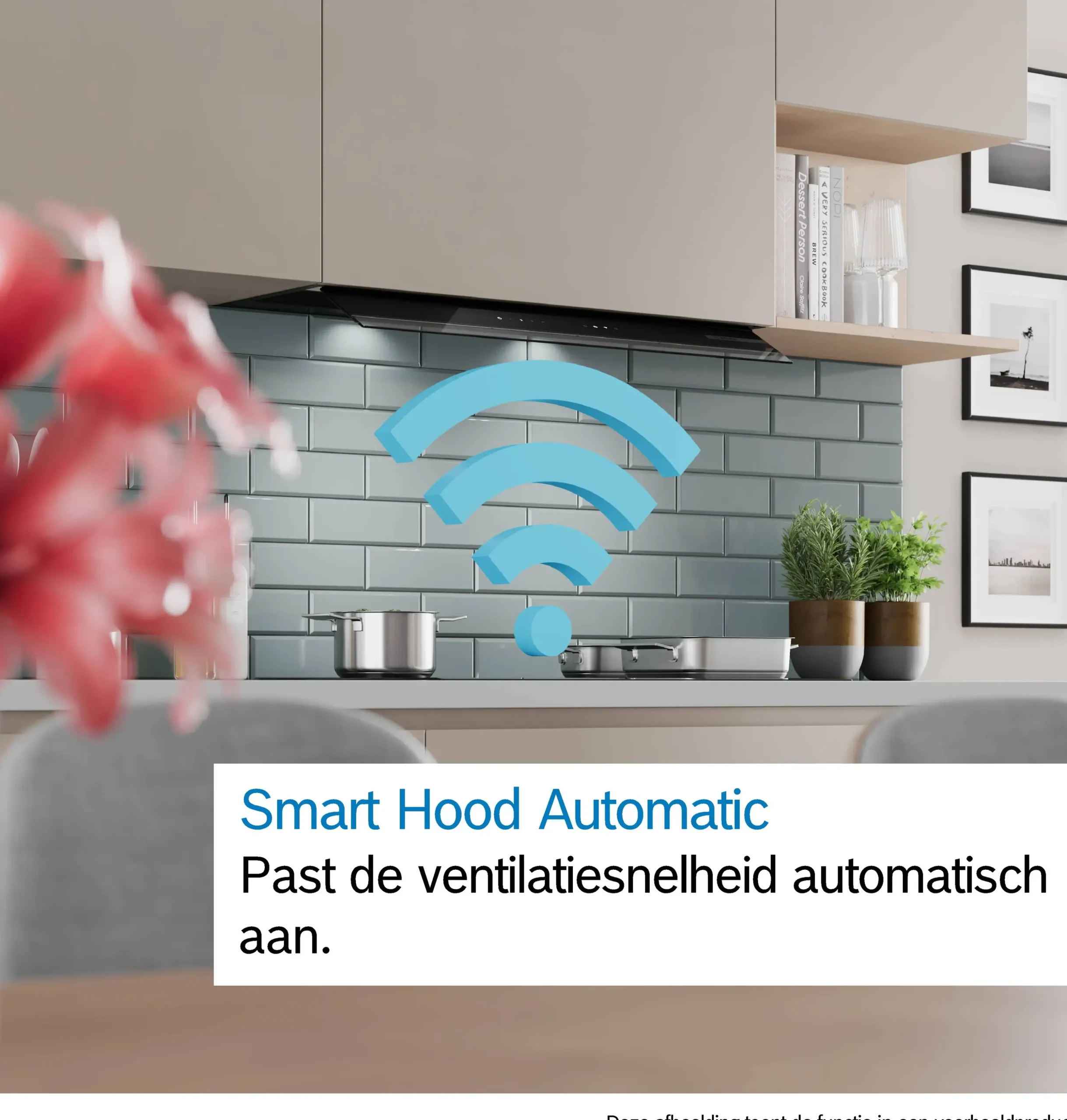 Serie 6 Geïntegreerde blokdesign schouwkap 60 cm zwart glas, Matzwart