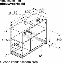 Serie 4 Geïntegreerde blokdesign schouwkap 80 cm helder glas, Matzwart