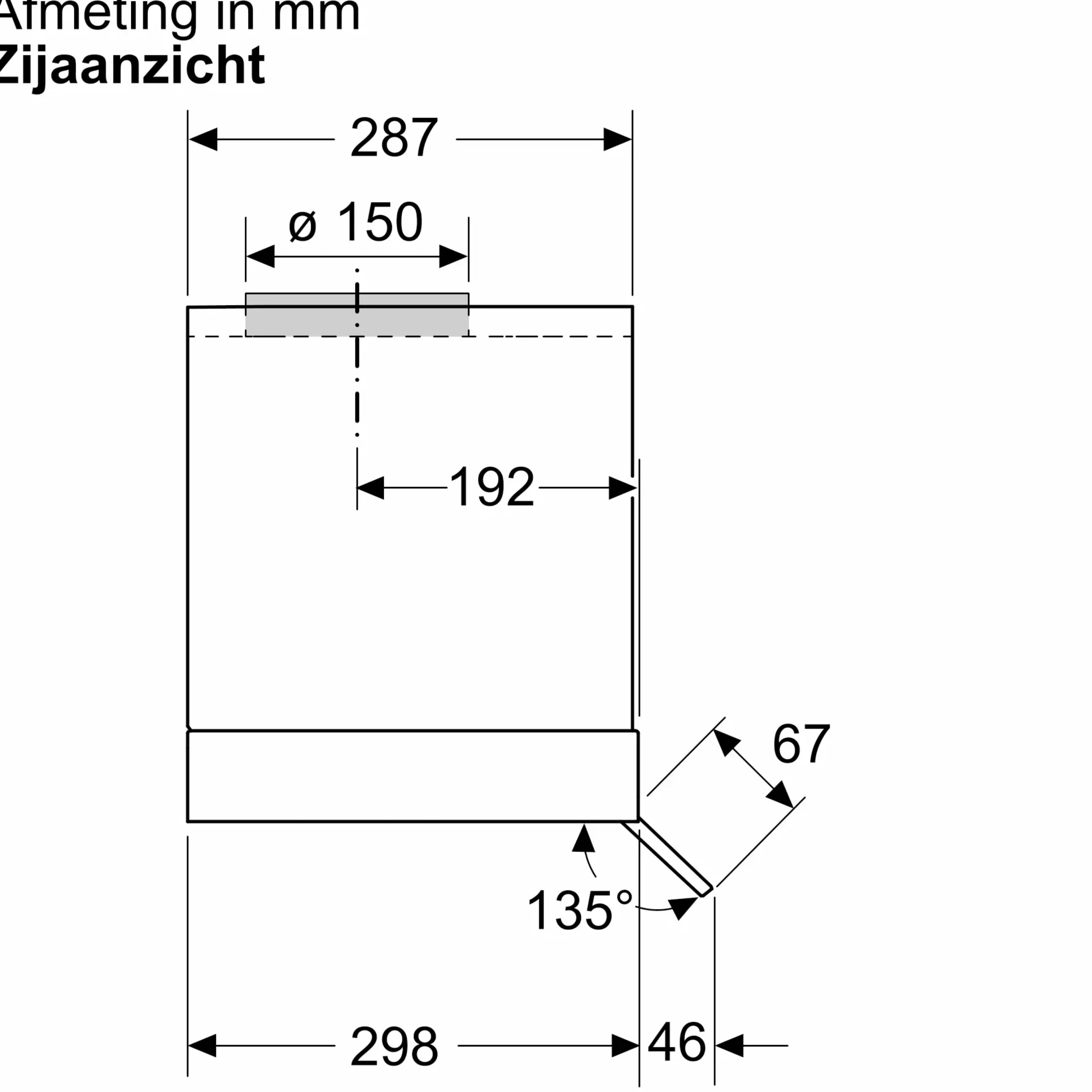 Serie 4 Geïntegreerde blokdesign schouwkap 80 cm helder glas, Matzwart