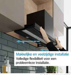 Serie 4 Geïntegreerde blokdesign schouwkap 80 cm helder glas, Matzwart