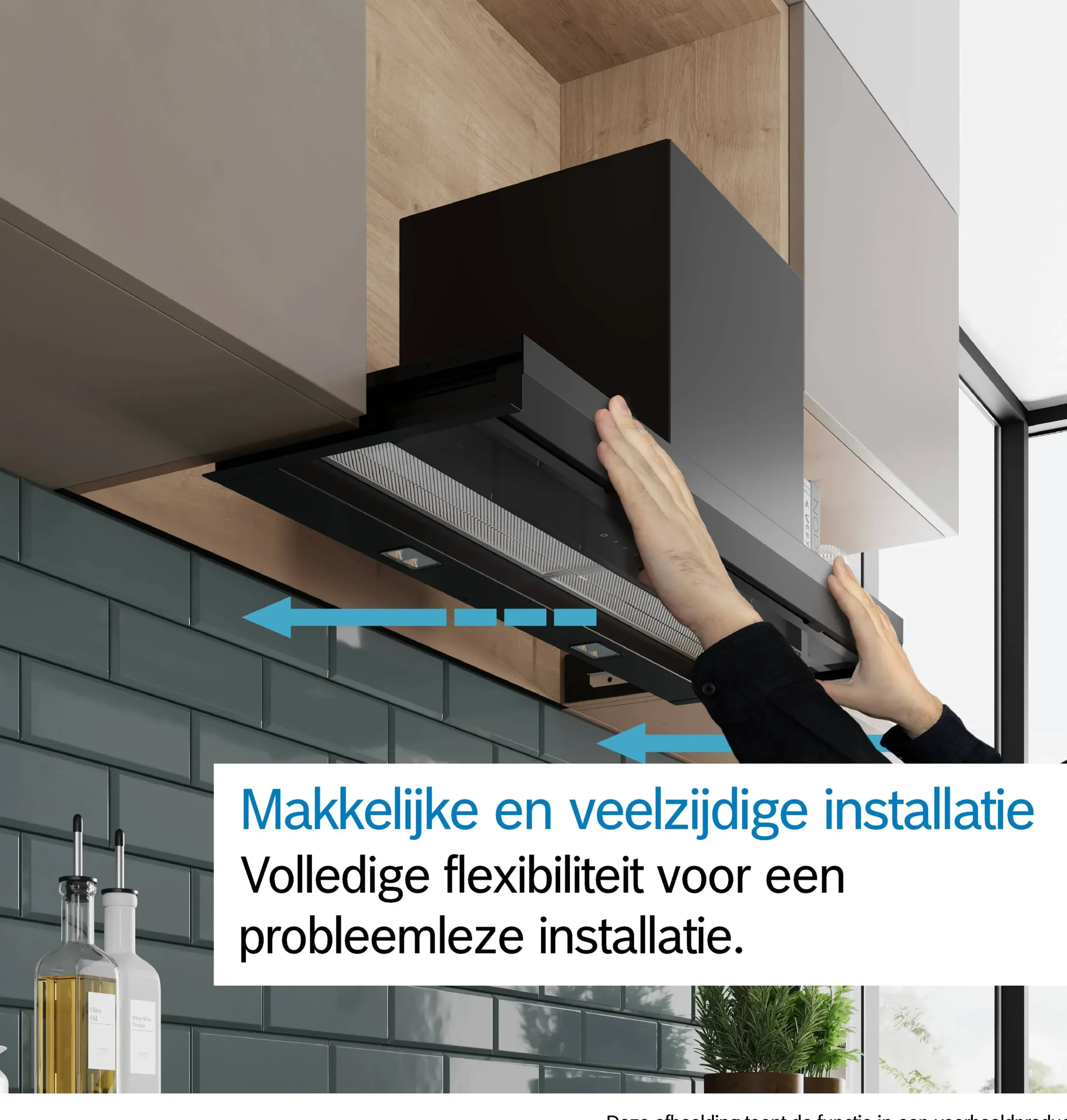 Serie 4 Geïntegreerde blokdesign schouwkap 80 cm helder glas, Matzwart