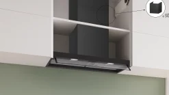 Serie 4 Geïntegreerde blokdesign schouwkap 80 cm helder glas, Matzwart