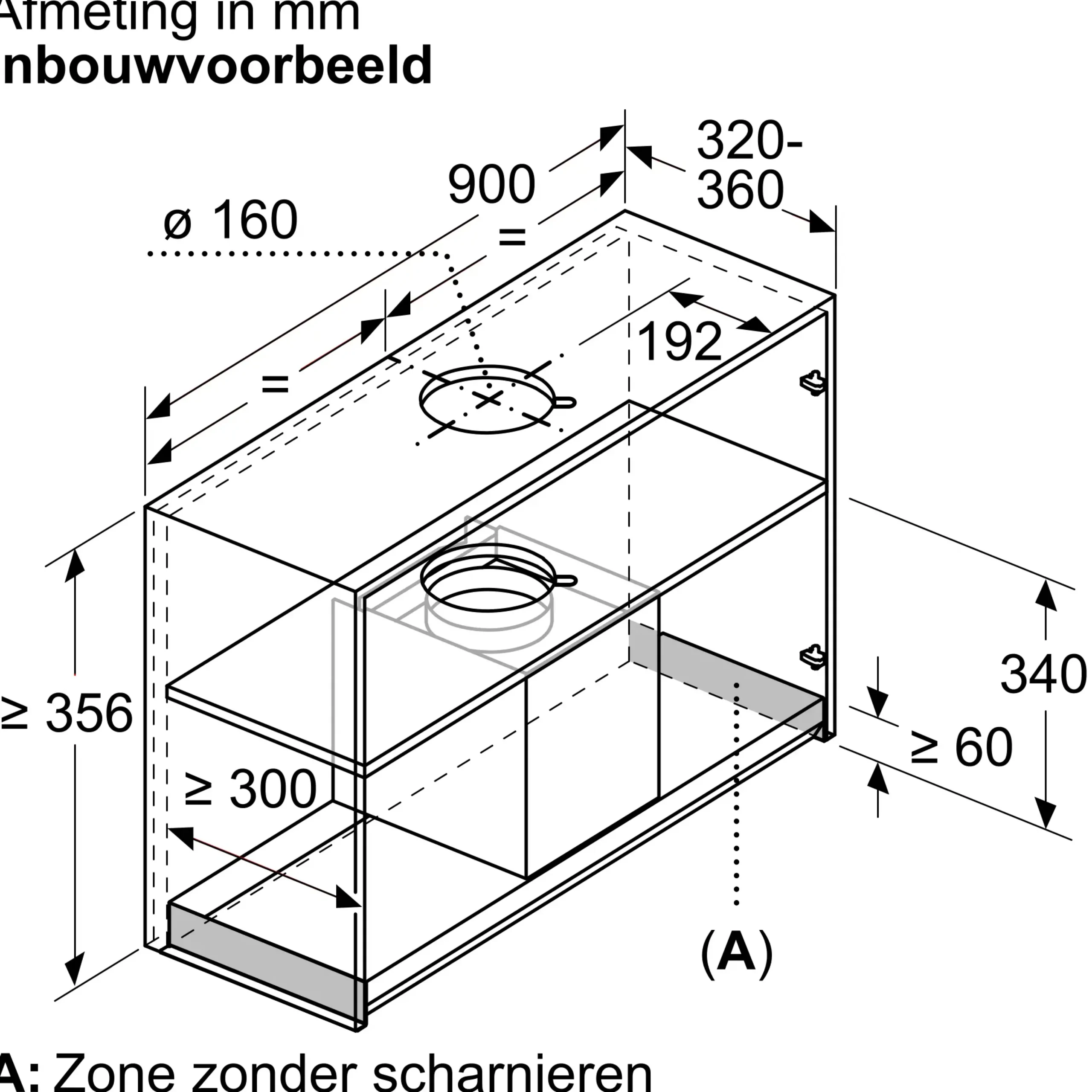 Serie 2 Geïntegreerde blokdesign schouwkap 90 cm Matzwart