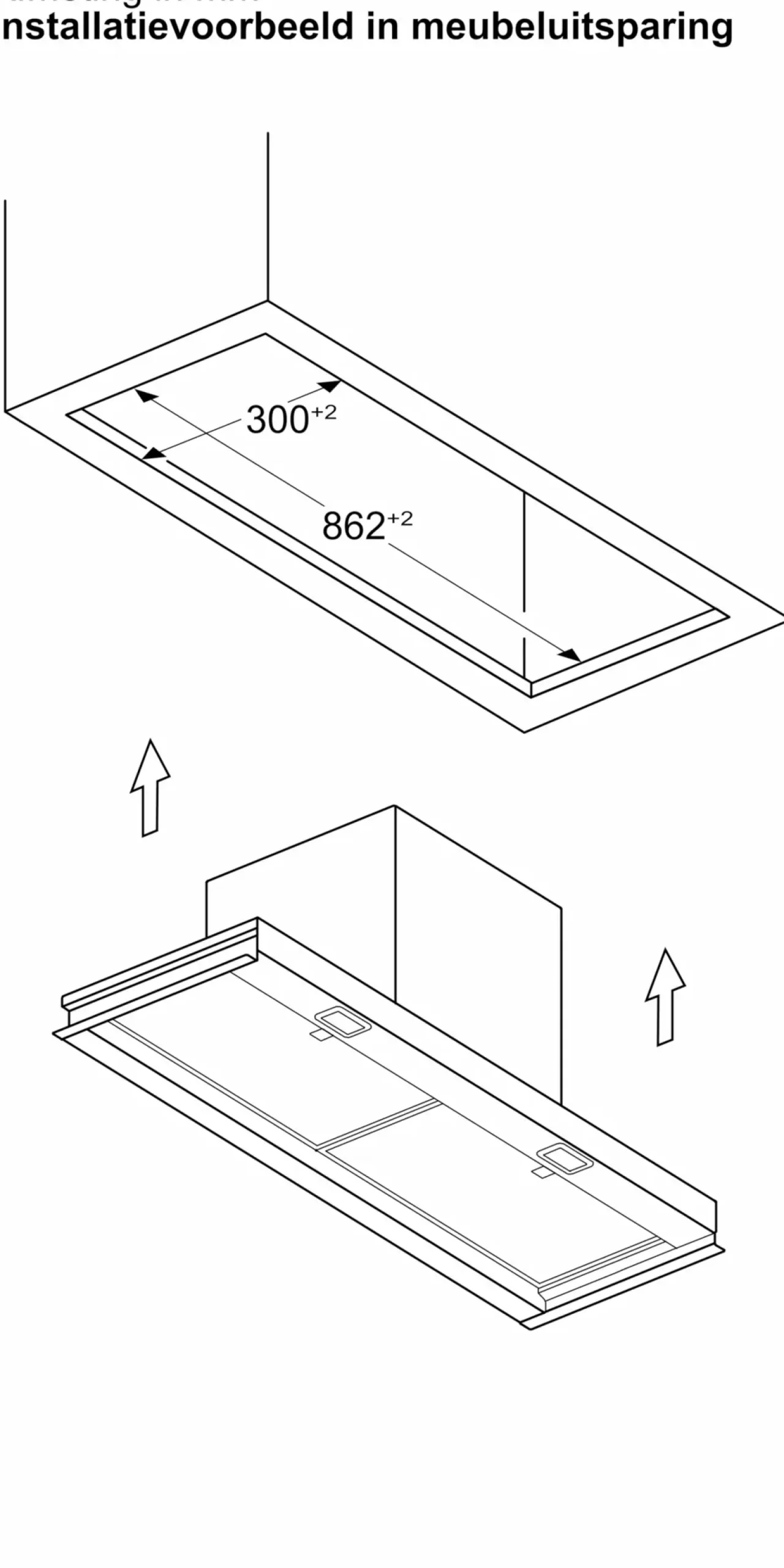 Serie 2 Geïntegreerde blokdesign schouwkap 90 cm Matzwart