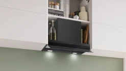 Serie 6 Geïntegreerde blokdesign schouwkap 60 cm zwart glas, Matzwart
