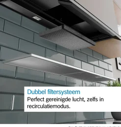 Serie 6 Geïntegreerde blokdesign schouwkap 60 cm zwart glas, Matzwart