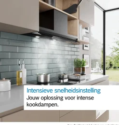 Serie 6 Geïntegreerde blokdesign schouwkap 90 cm zwart glas, Matzwart