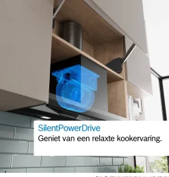Serie 6 Geïntegreerde blokdesign schouwkap 90 cm zwart glas, Matzwart