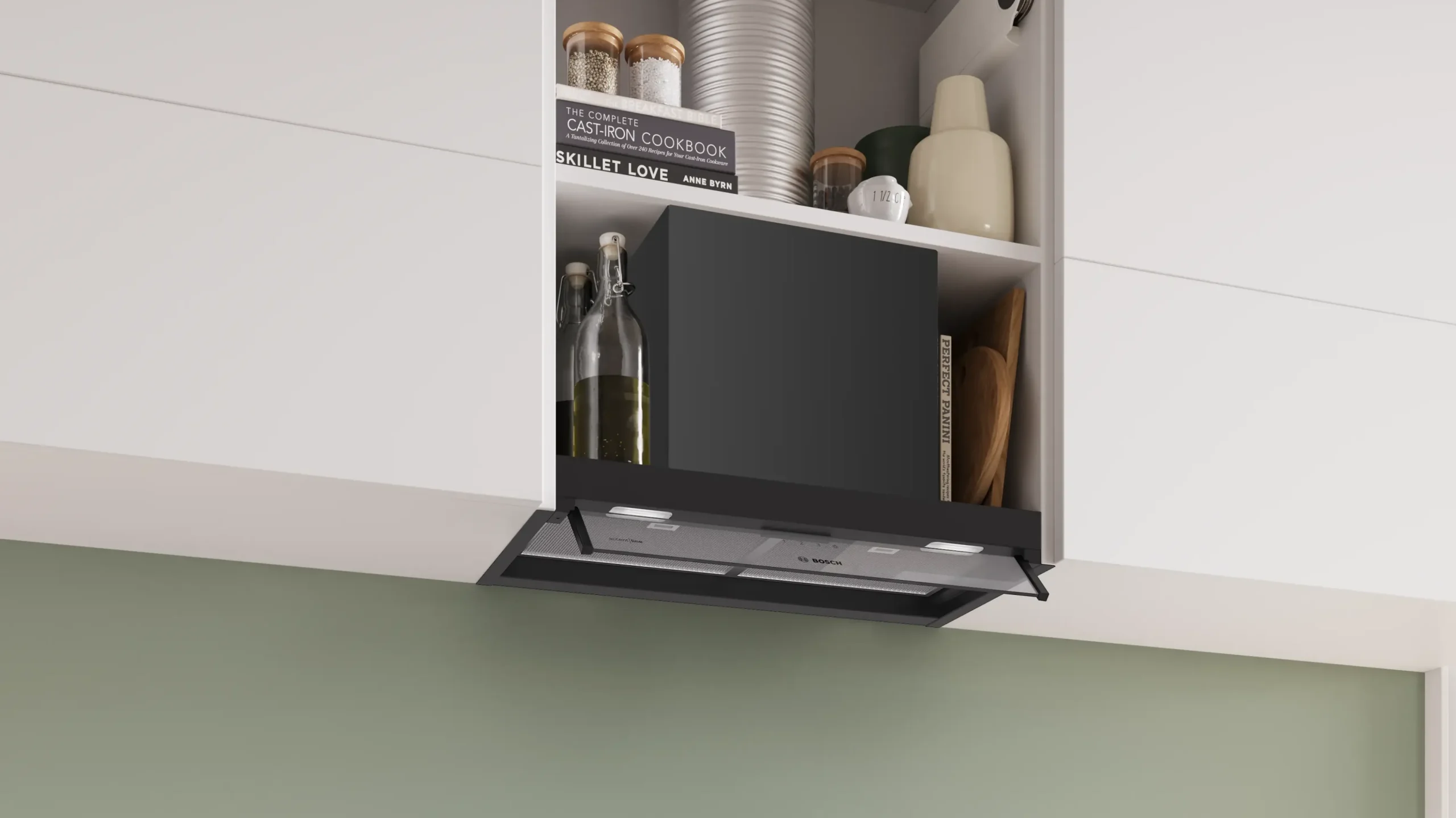Serie 4 Geïntegreerde blokdesign schouwkap 60 cm helder glas, Matzwart