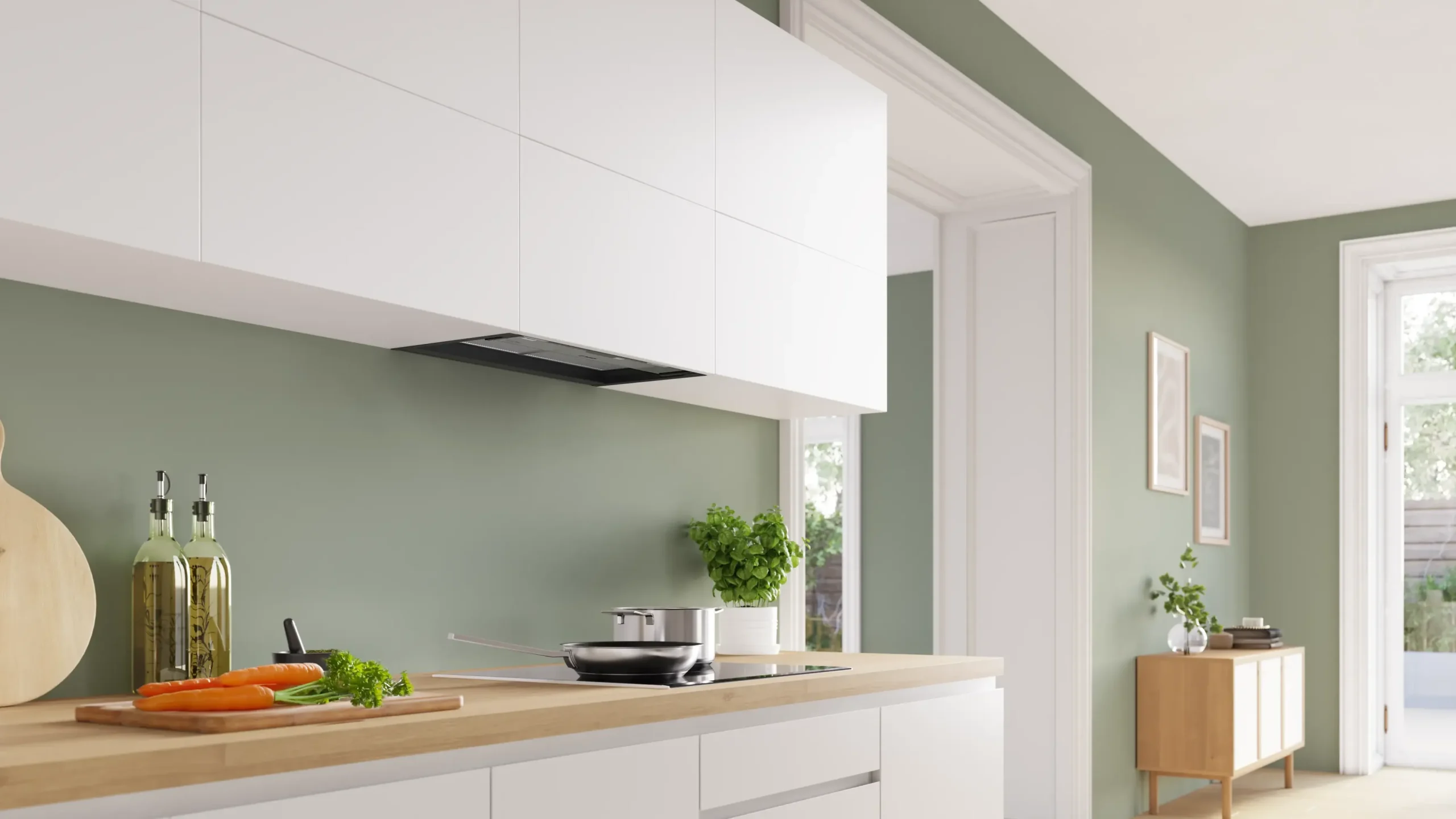 Serie 4 Geïntegreerde blokdesign schouwkap 60 cm helder glas, Matzwart