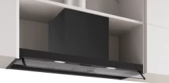 Serie 4 Geïntegreerde blokdesign schouwkap 90 cm helder glas, Matzwart