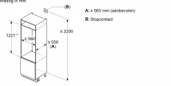 Serie 2 Inbouw koelkast met vriesvak 122.1 x 54.1 cm Sleepdeur