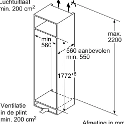 Serie 6 Inbouw koelkast 177.2 x 55.8 cm Vlakscharnier met SoftClose