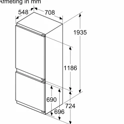 Serie 6 Inbouw koel-vriescombinatie 193.5 x 70.8 cm Vlakscharnier met SoftClose
