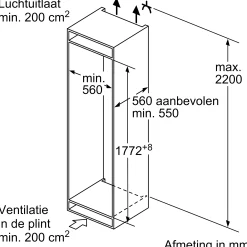 Serie 6 Inbouw koel-vriescombinatie 177.2 x 55.8 cm Vlakscharnier