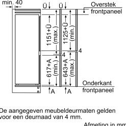 Serie 4 Inbouw koel-vriescombinatie 177.2 x 54.1 cm Vlakscharnier
